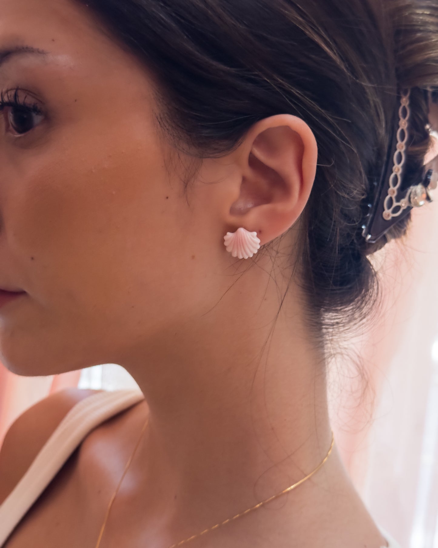 Bubblegum Seashell Earrings